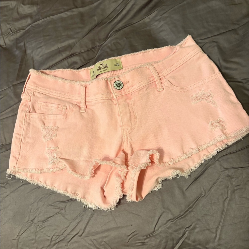 Hollister Light Pink Frayed Jean Shorts
